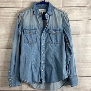 Current/Elliott Pearl Snap Button-up, Collared, Fitted, Two Chest Pockets - S: 0